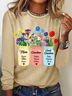 Personalized Grandma Flower Jar Casual Long Sleeve Shirt