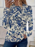 Women's Spring Floral Print Casual Round Neck Long Sleeve T-Shirt