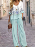 Women's Floral Spring Print Casual Fashion Two Piece Suit