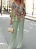 Women's Floral Spring Print Casual Fashion Two Piece Suit