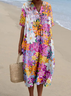 Vintage Tropical Loose Dress With No