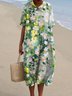 Cotton Crew Neck Regular Fit Casual Dress With No Belt