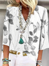 Women's Floral Spring Print Casual V-Neck Blouse