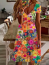 Women's Floral Spring Print Casual V-Neck Short Sleeve Dress
