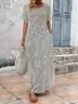 Women's Short Sleeve Summer As Picture Floral Printing V Neck Daily Going Out Casual Maxi H-Line T-Shirt Dress Dress