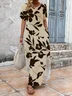 Women's Short Sleeve Summer As Picture Floral Printing V Neck Daily Going Out Casual Maxi H-Line T-Shirt Dress Dress