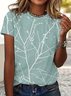 Women's Botanical Spring Print Casual V-Neck Short Sleeve T-Shirt