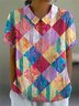 Loose Multicolor Block Casual T-Shirt