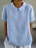 Shawl Collar Casual Plain T-Shirt