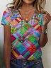 Women's Geometric Print Casual Short Sleeve V-Neck T-Shirt