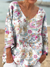 Paisley V Neck Casual T-Shirt