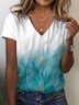 Women's Abstract Print Casual Short Sleeve V-Neck T-Shirt