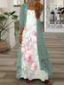 Women's Floral Spring Print Two Piece Dress