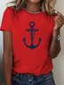 Women's Anchor Print Crew Neck Short Sleeve T-Shirt