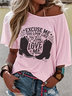 Western Style Round Neck Colored Cotton Short Sleeve T-Shirt