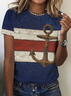 Women's Anchor Print Crew Neck Short Sleeve T-Shirt