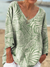 V Neck Cotton Regular Fit Casual T-Shirt