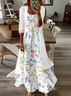 Women's Floral Spring Print Two Piece Dress Set