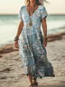 Vintage V Neck Cotton Dress With No Belt