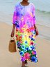 Cotton Casual Regular Fit Crew Neck Dress With No Belt