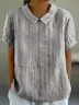 Shawl Collar Vintage Striped T-Shirt