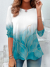 Women's Abstract Spring Print Casual Round Neck Long Sleeve Tunic T-Shirt