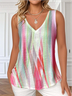 V Neck Casual Gradient Pattern Loose T-Shirt
