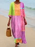 Casual Cotton Regular Fit Crew Neck Dress With No Belt