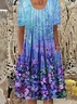 Women's Short Sleeve Summer As Picture Floral Printing Crew Neck Daily Going Out Casual Midi H-Line Fit & Flare Dress Dress