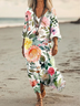 Floral Casual V Neck Dress With No Belt
