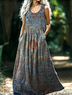 Casual Cotton V Neck Dress With No Belt