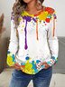 Loose Gradient Pattern Jersey Casual T-Shirt