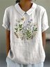 Floral Simple Shawl Collar Blouse