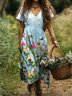 V Neck Cotton Regular Fit Casual Dress With No Belt