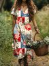 Cotton Casual Regular Fit V Neck Dress With No Belt