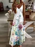 Women's Floral Spring Print Sexy Fashion Suspender Long Dress