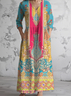 V Neck Casual Jersey Ethnic Dress With No