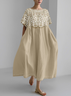 Casual Gradient Pattern Crew Neck Loose Dress With No