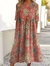 Women's Short Sleeve Summer As Picture Floral Printing Crew Neck Daily Going Out Casual Maxi H-Line Shift Dress Dress