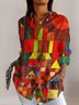 Cotton Geometric Casual Shirt Collar Shirt