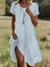 Women's Striped Spring Print Crew Neck Short Sleeve Dress