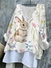 Linen Easter Cotton V Neck T-Shirt