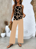 Women's Geometric Print Stylish Vest and Trousers Two Piece Suit