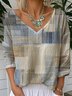 Print Casual V Neck Long Sleeve T-Shirt