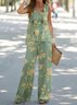 Vintage floral print elegant casual two-piece set
