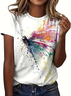 Women's Dragonfly Spring Print Casual Round Neck Short Sleeve T-Shirt