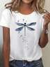 Women's Dragonfly Spring Print Casual Round Neck Short Sleeve T-Shirt