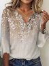Floral Casual Notched Three Quarter Shirt