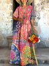 V Neck Casual Dress With No