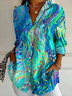 Women Vintage Casual Graphic Geometric Blouse